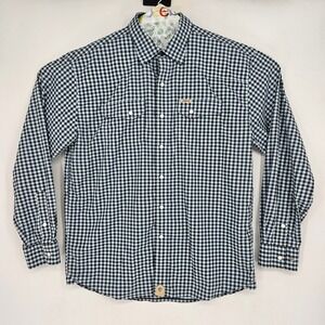 Rafter C Shirt Mens Medium Western Pearl Snap Cowboy Rodeo Long Sleeve Gingham